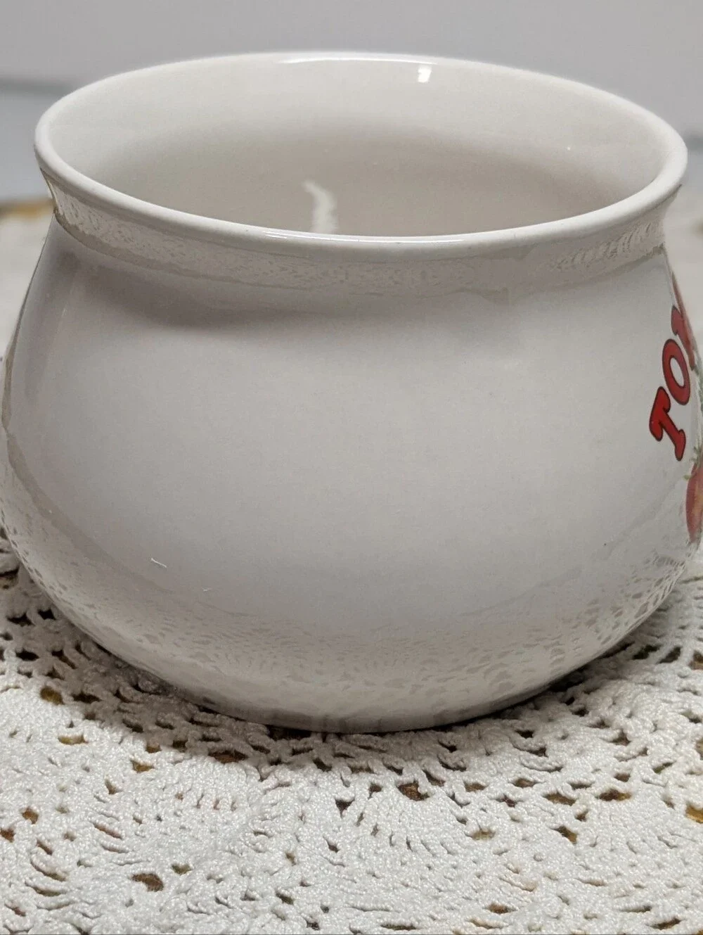 Dat’l Do-It Tomato Soup Recipe Mug 3.25x3.75” Vintage Ceramic Retro Chili Cup